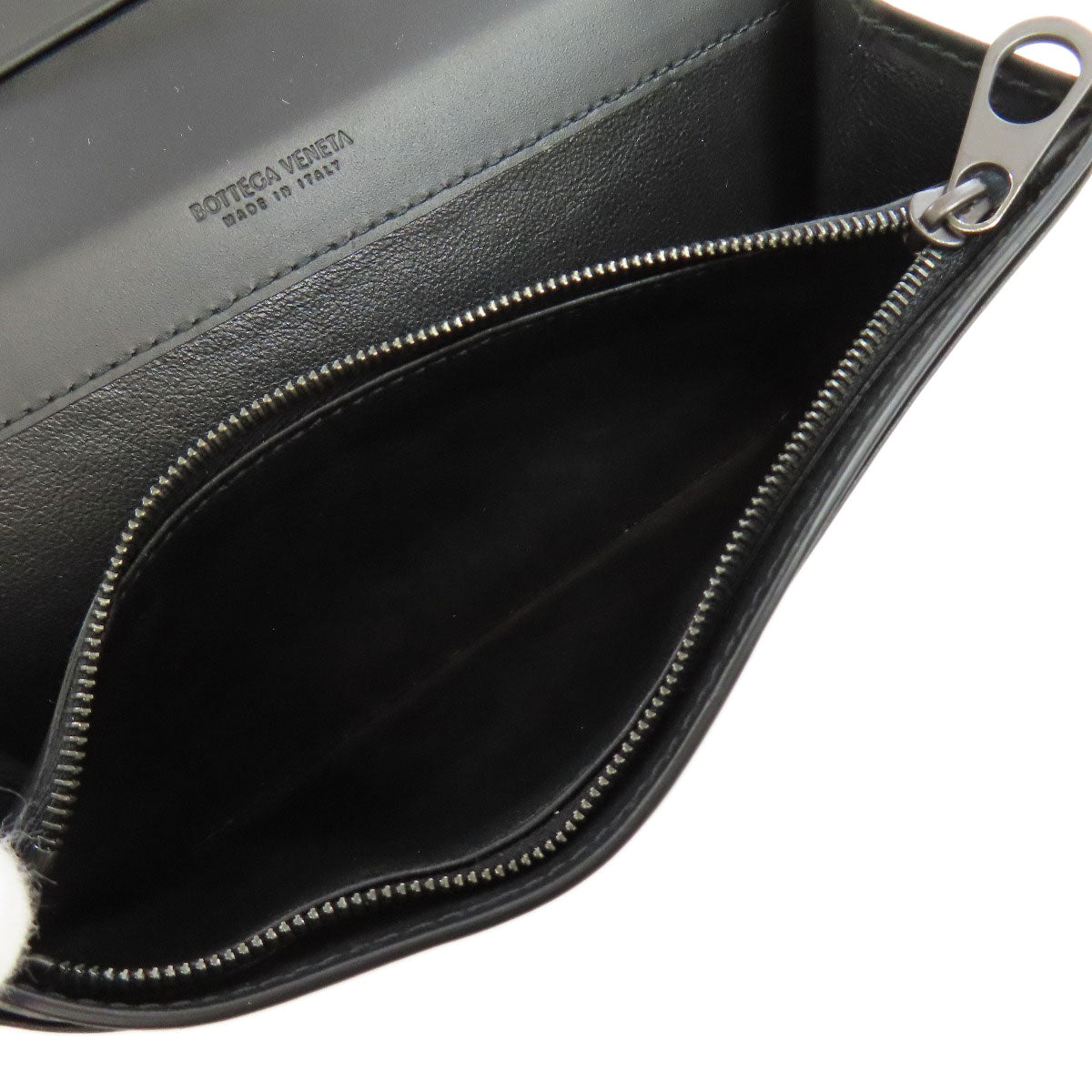 Bottegaveneta Long Wallet Purse Calfskin Black Intrecciato Women