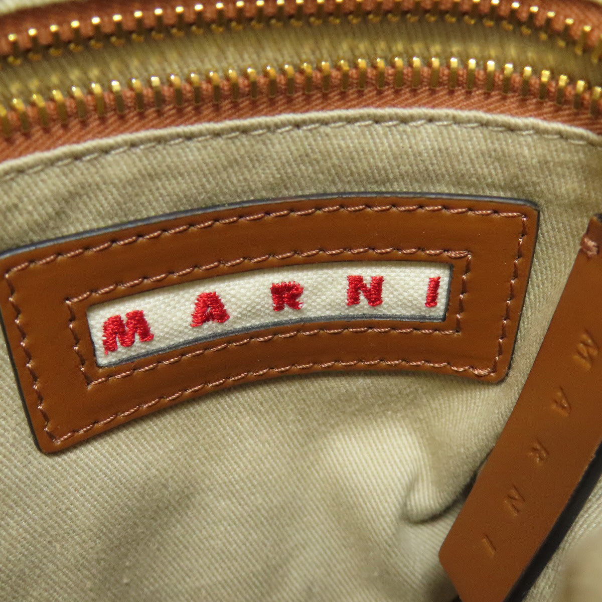 Marni Handbag Leather, Nylon Brown Mesh Bag 2Way Women