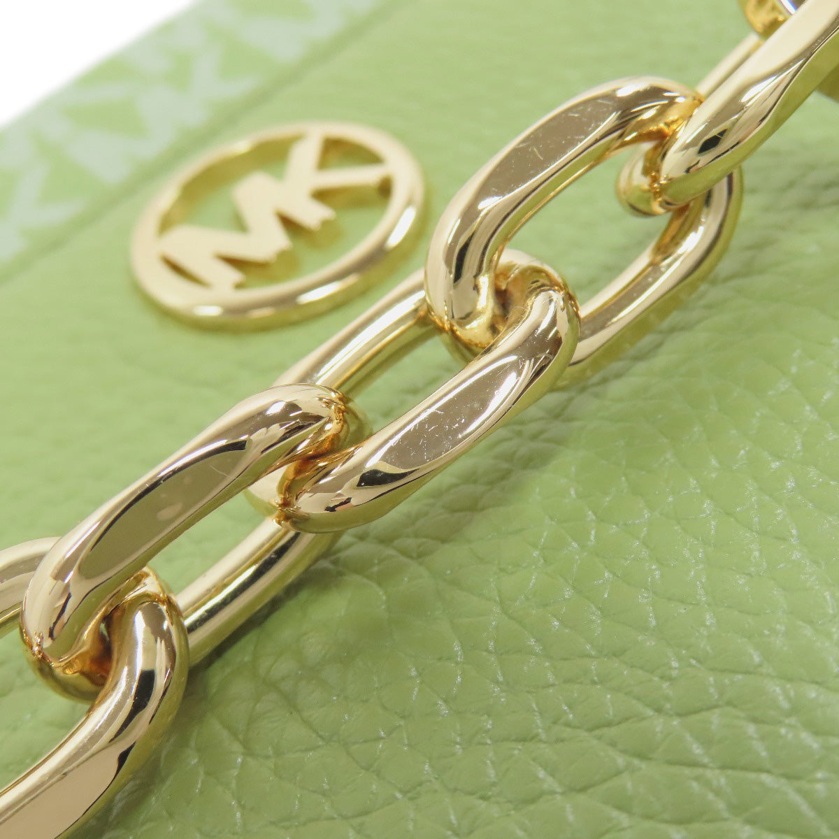 Michael Kors Shoulder Bag Leather Green Mk Signature Chainshoulder