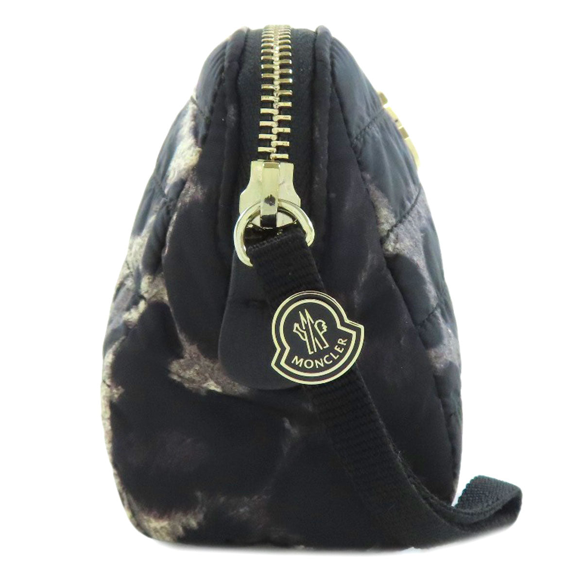 Moncler Cosmetics Pouch Nylon Black Leopard Pattern Women