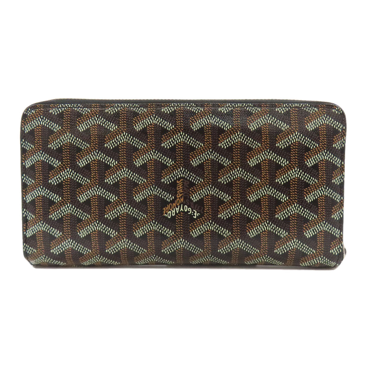 Goyard Long Wallet Purse Pvc Black Herringbone Pattern Women