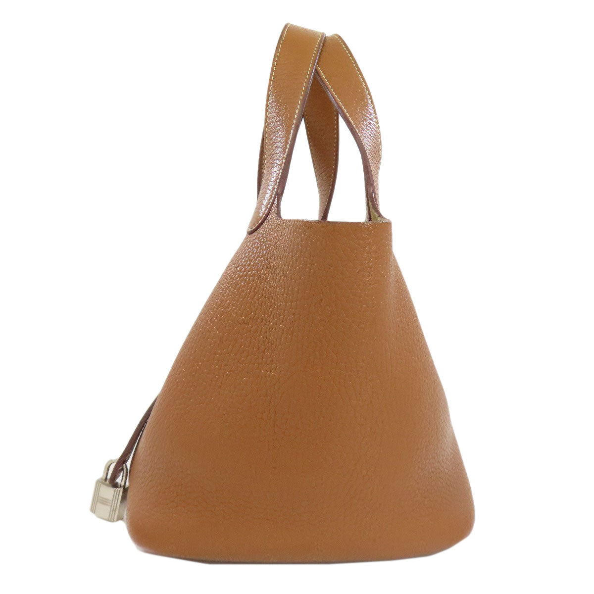 Hermes Handbag Taurillon Clemence Brown Picotin Lock Pm Silvermetal Women
