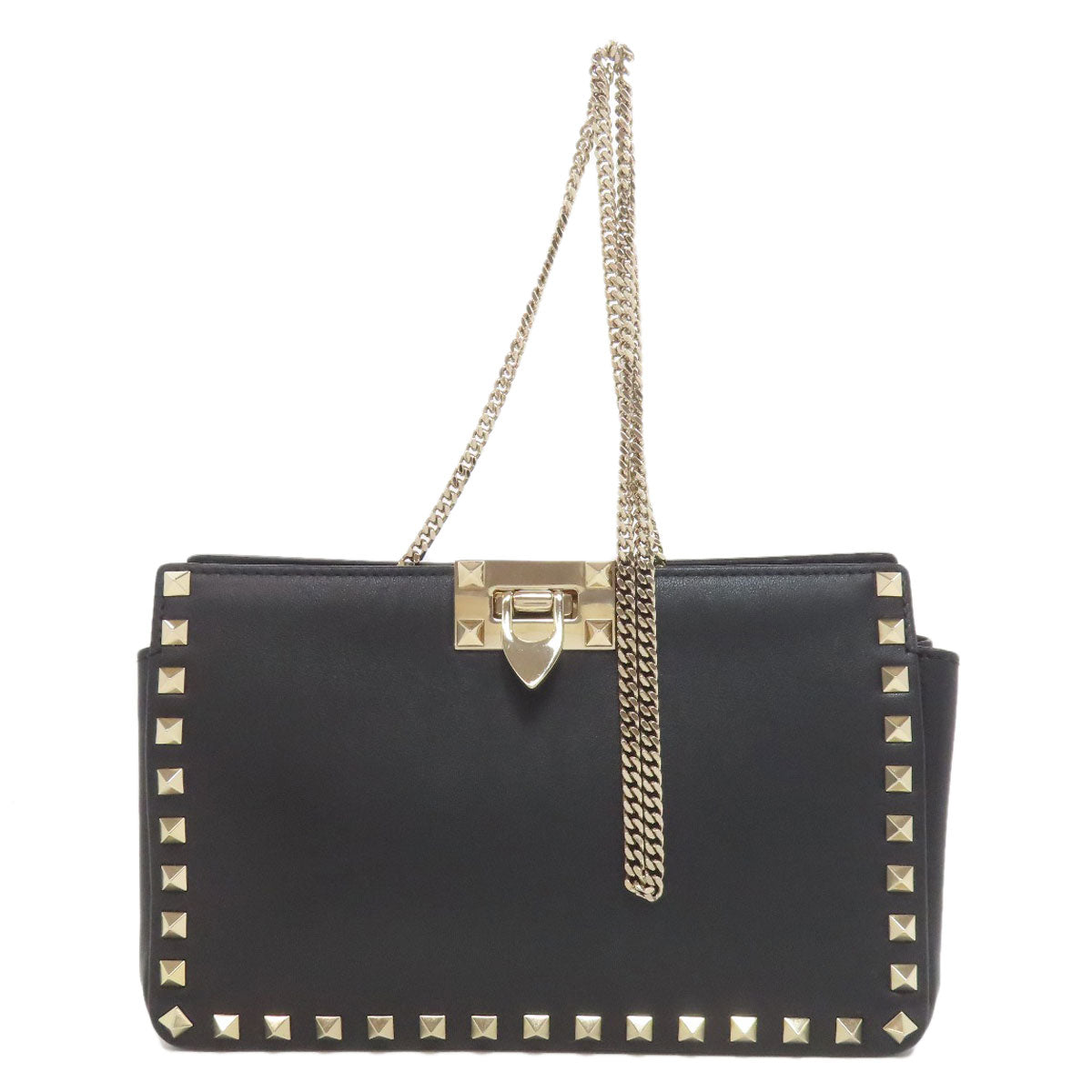Valentino Shoulder Bag Leather Black Studs
