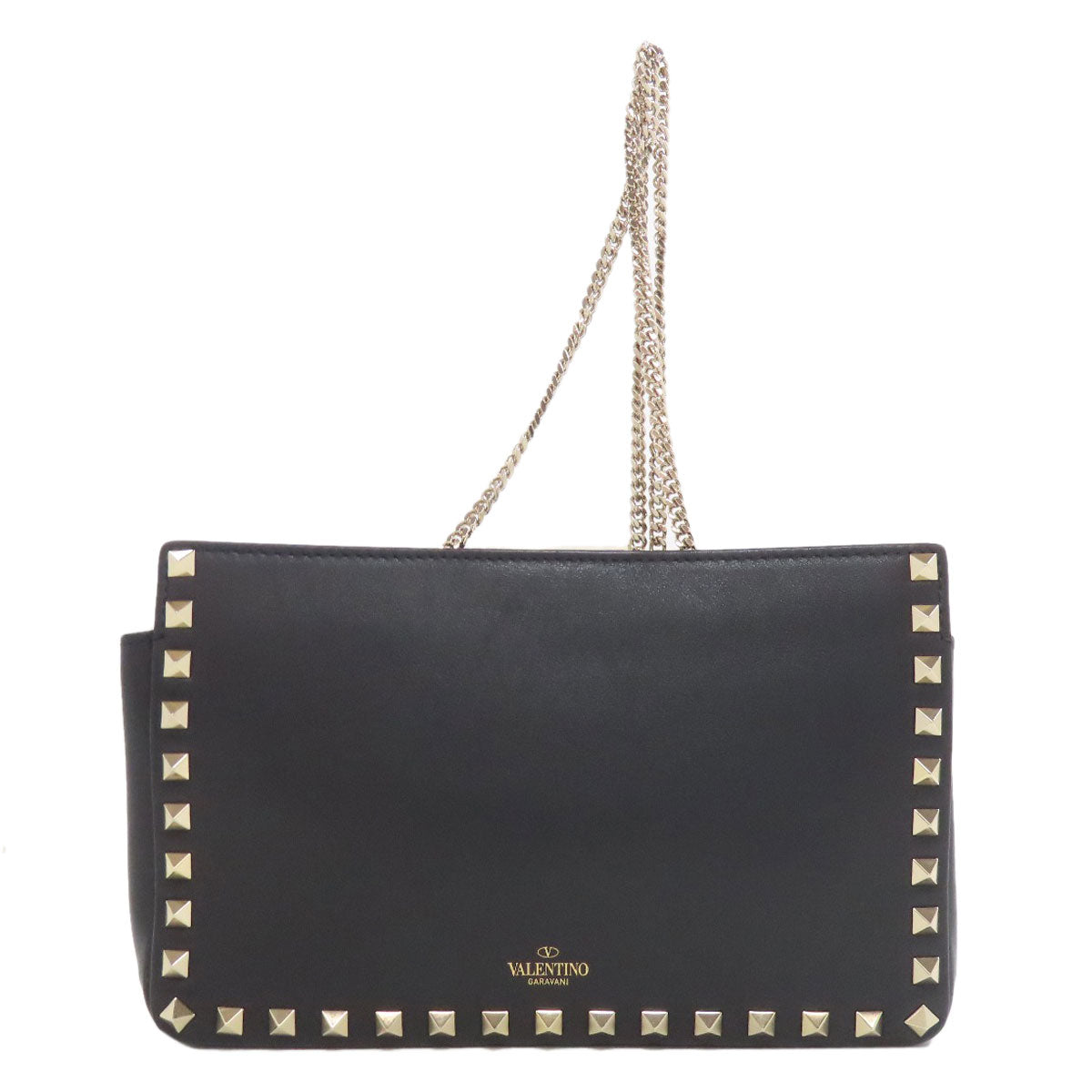 Valentino Shoulder Bag Leather Black Studs