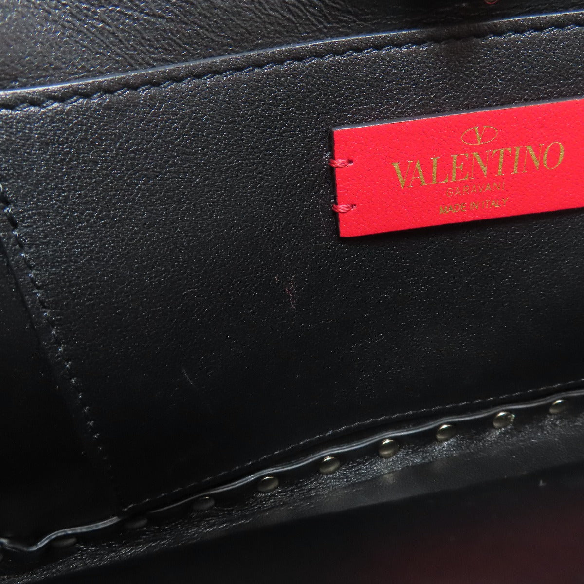 Valentino Shoulder Bag Leather Black Studs