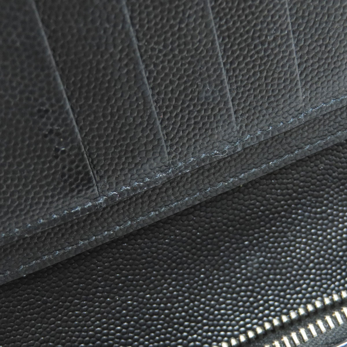 Saint Laurent Long Wallet Purse Leather Black Simple Design Mens