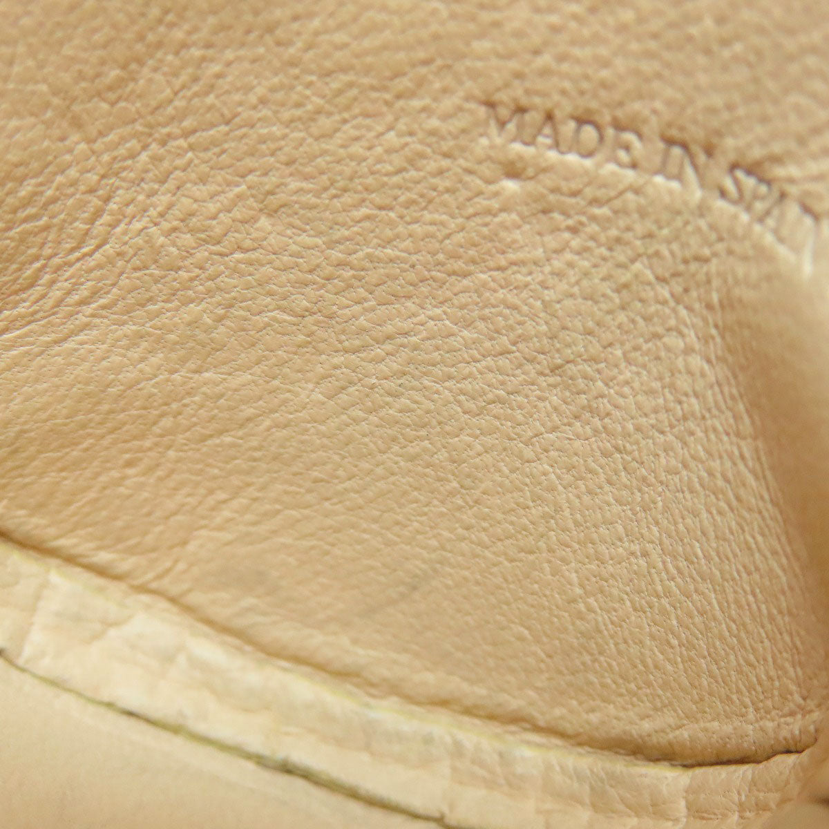 Loewe Coin Case Calfskin Beige Anagram Round Shape Women