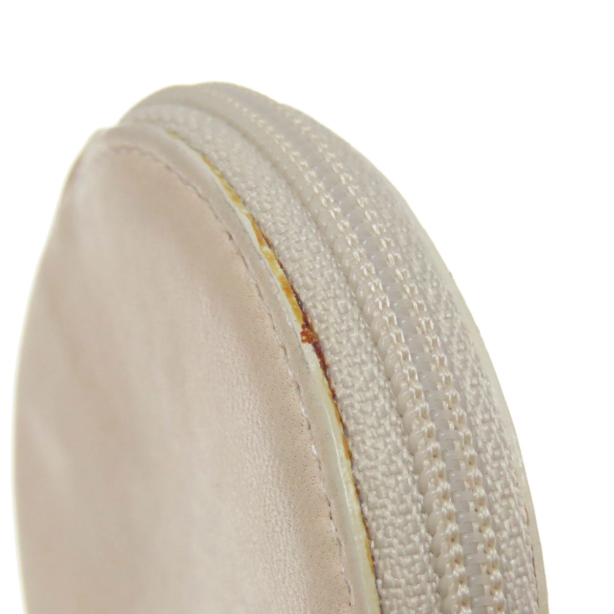 Loewe Coin Case Calfskin Beige Anagram Round Shape Women