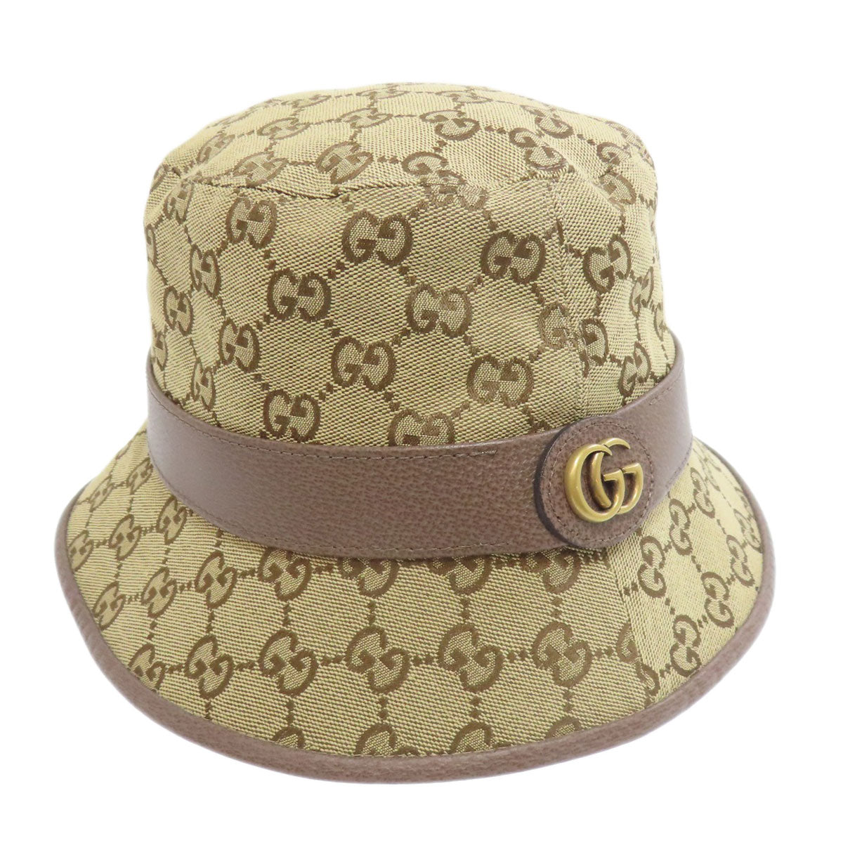 Gucci Hat 576587 71% Cotton, 29% Polyester, Cowhide Beige Gg Canvas Fedora Hat Bucket Hat Gg Women