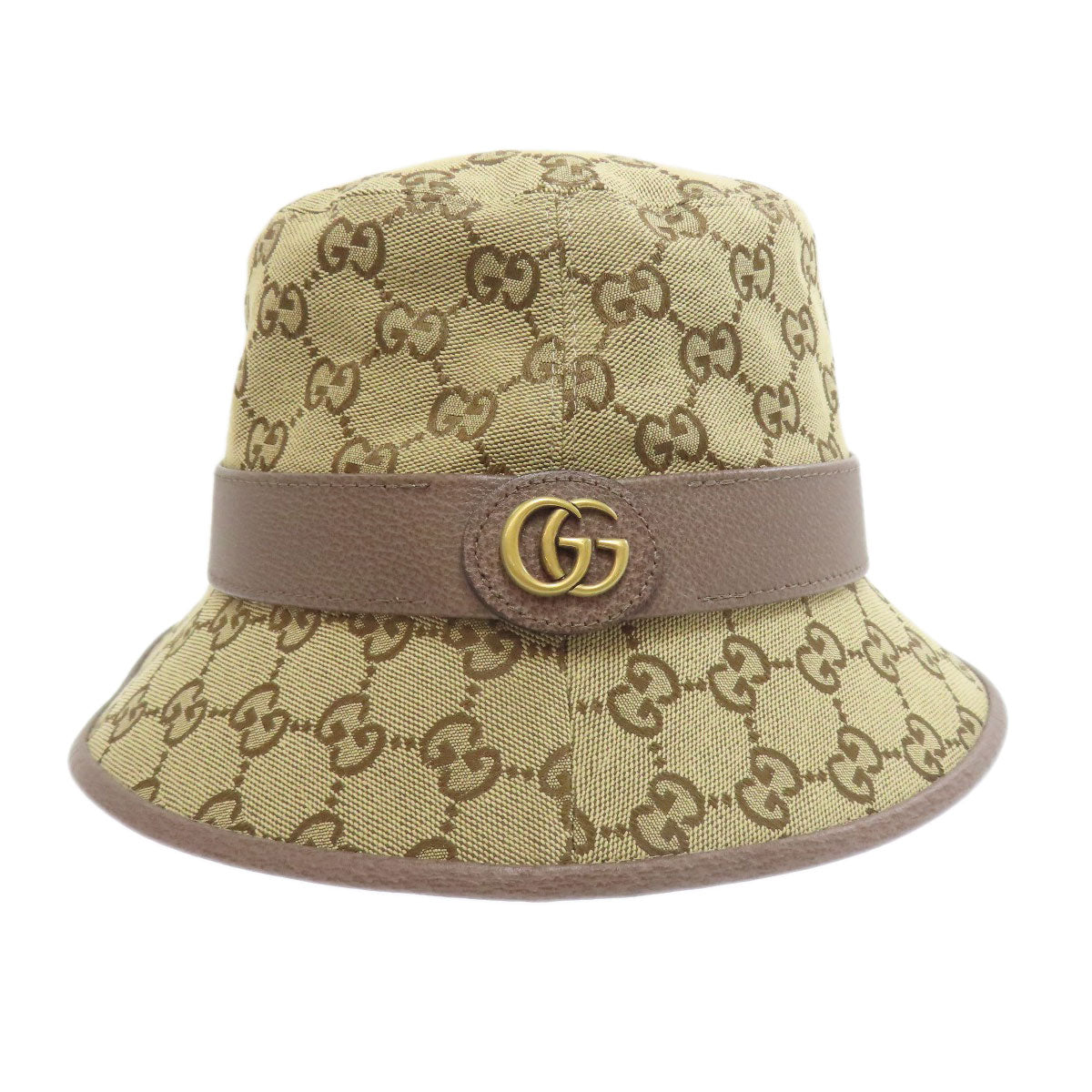 Gucci Hat 576587 71% Cotton, 29% Polyester, Cowhide Beige Gg Canvas Fedora Hat Bucket Hat Gg Women