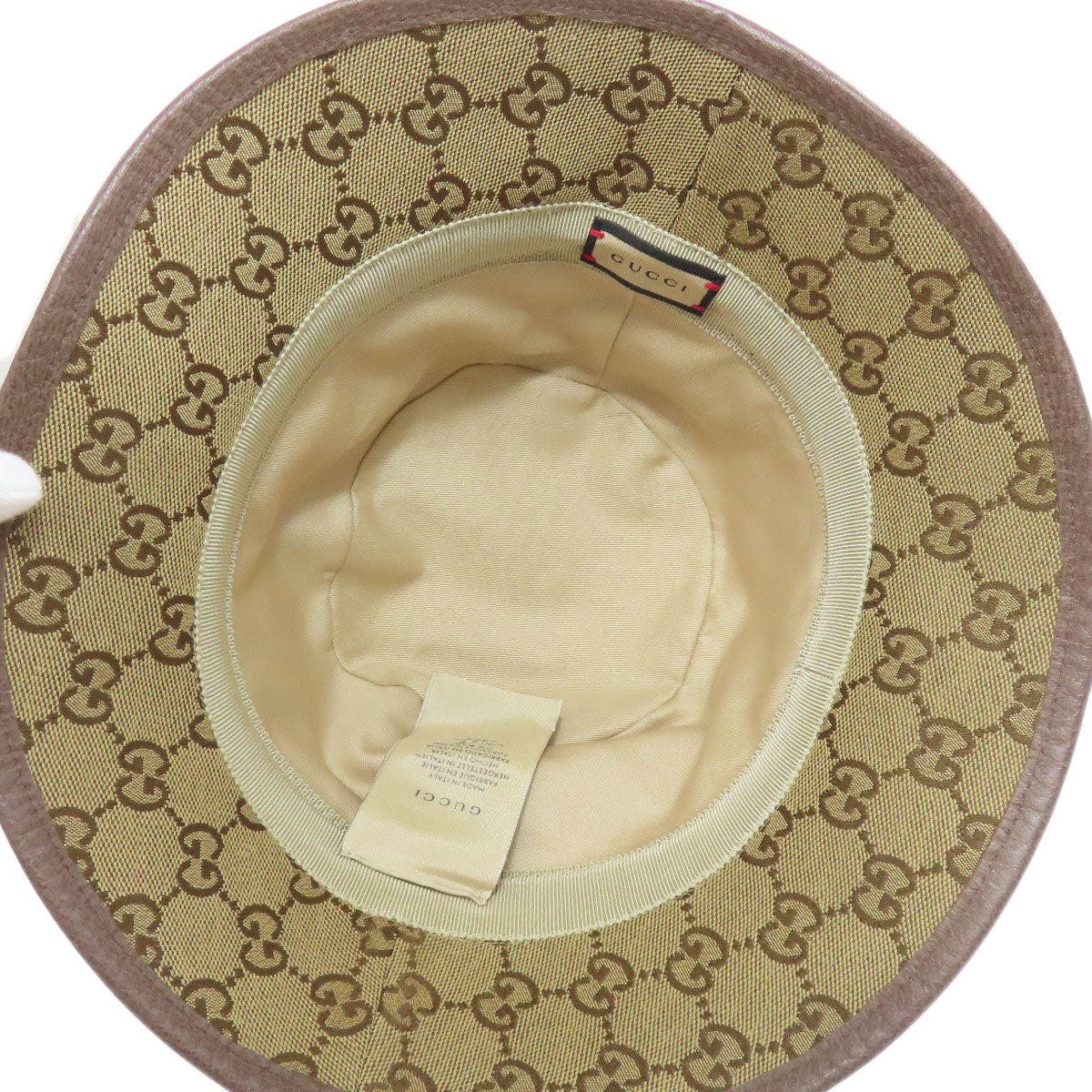 Gucci Hat 576587 71% Cotton, 29% Polyester, Cowhide Beige Gg Canvas Fedora Hat Bucket Hat Gg Women