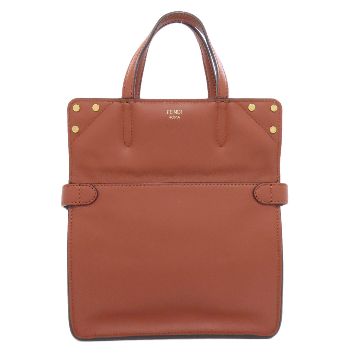 Fendi Shoulder Bag Calfskin Brown Flip Small 2Way Women