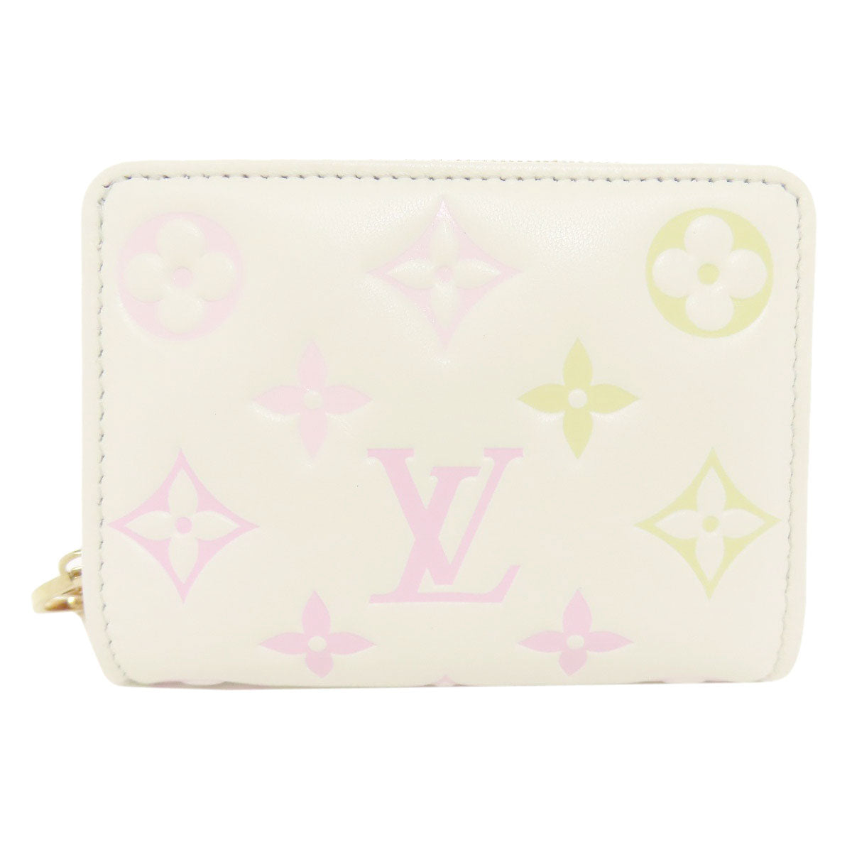 Louis Vuitton Bifold Wallet M11909 Calfskin White Portefeuilleeloup Monogram Flower Women