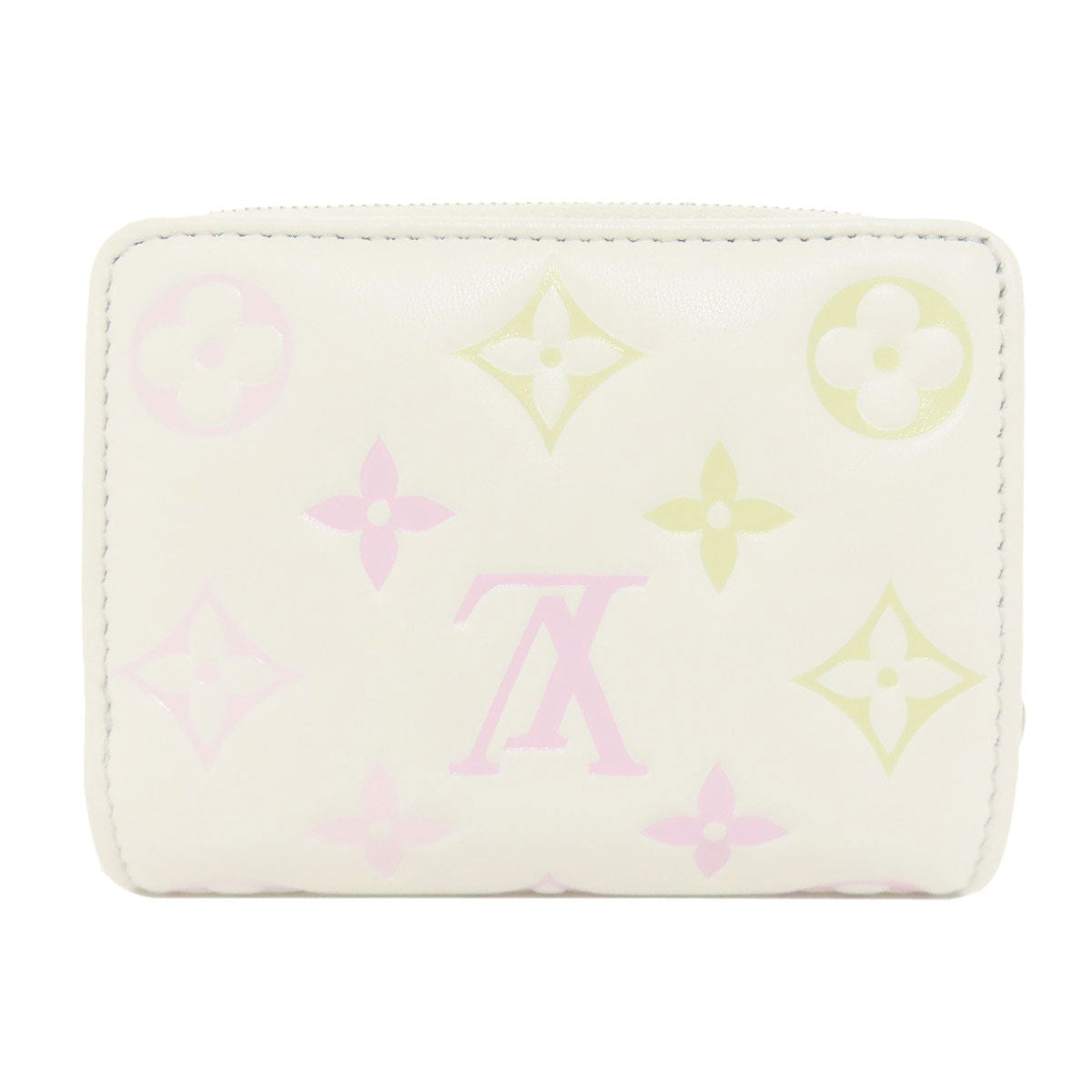 Louis Vuitton Bifold Wallet M11909 Calfskin White Portefeuilleeloup Monogram Flower Women