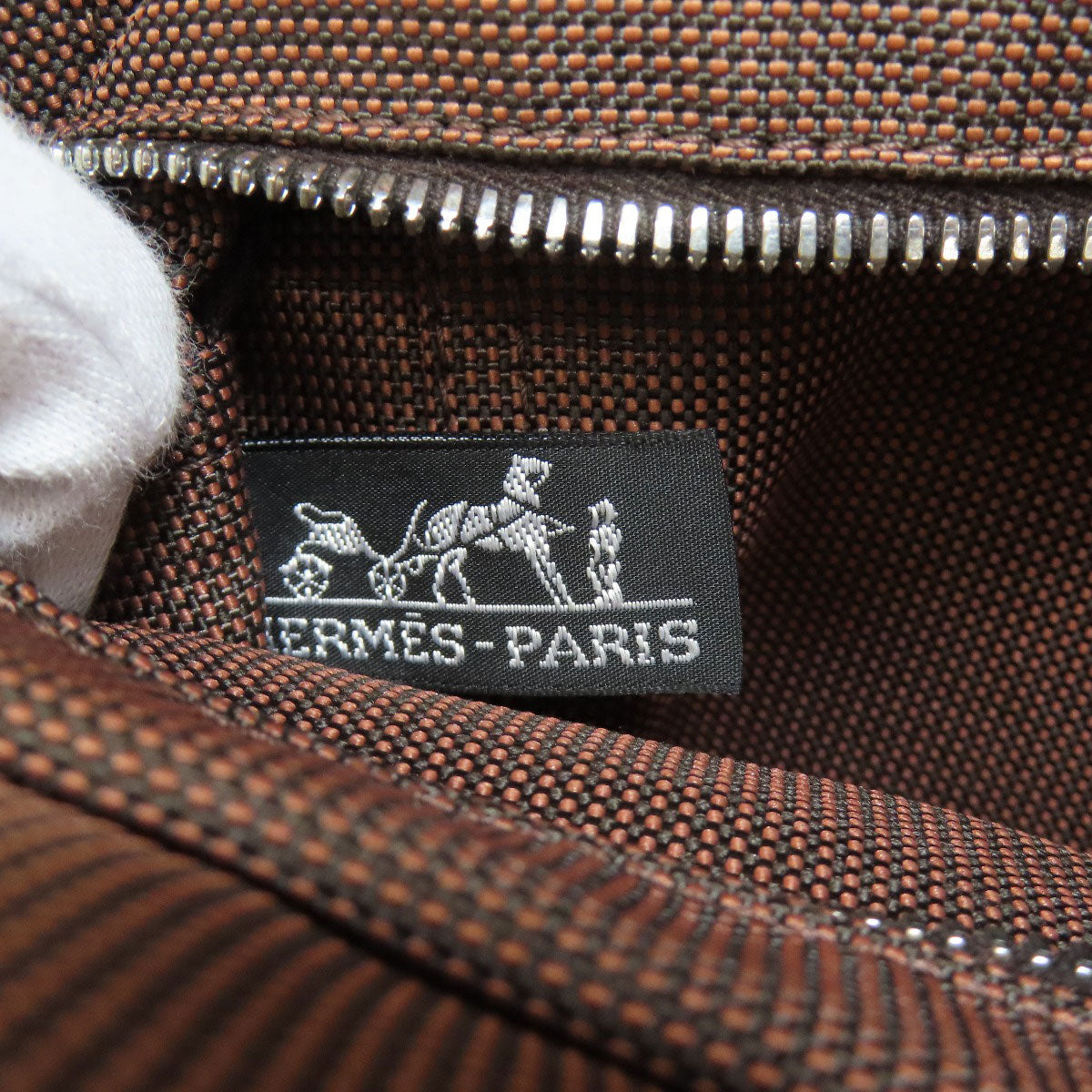 Hermes Handbag Canvas Brown Her Linepm Women