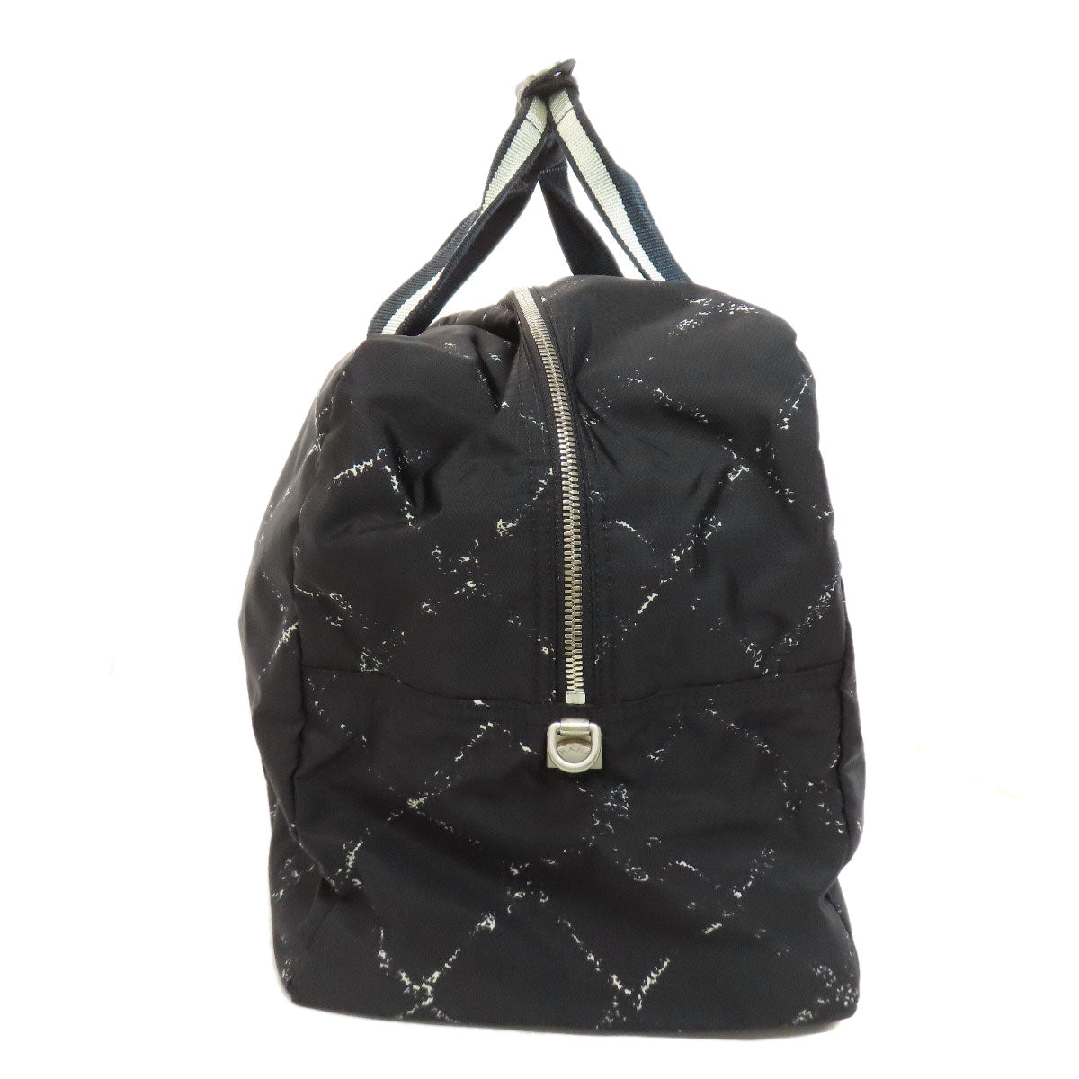 Chanel Boston Duffel Bag Nylon Black Travel Line 2Way