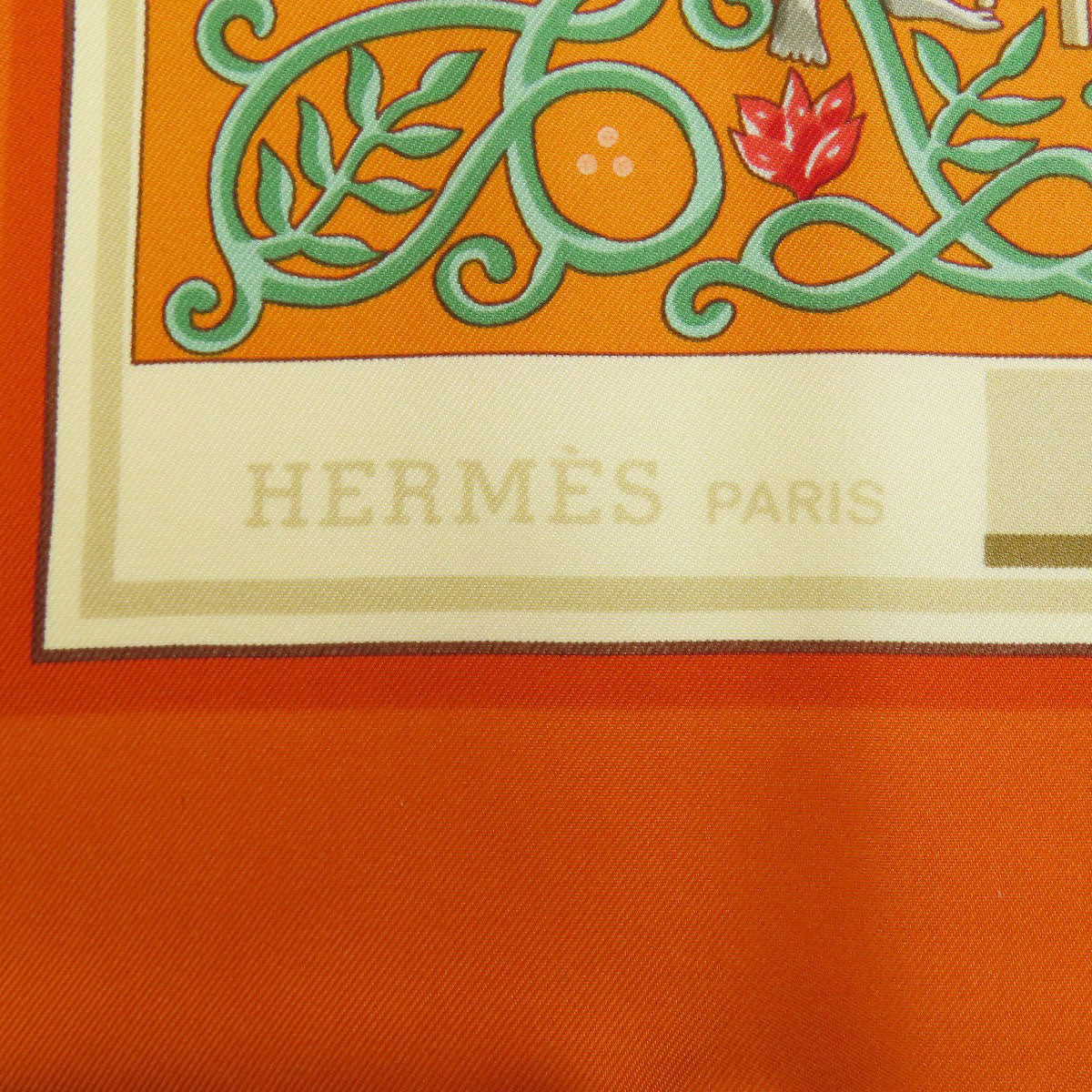 Hermes Scarf Silk Orange Carre90 World Map
