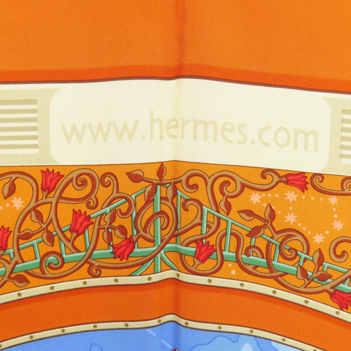 Hermes Scarf Silk Orange Carre90 World Map