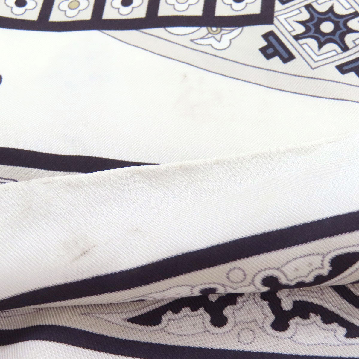 Hermes Scarf Silk White Carre90 Byzantine Sky