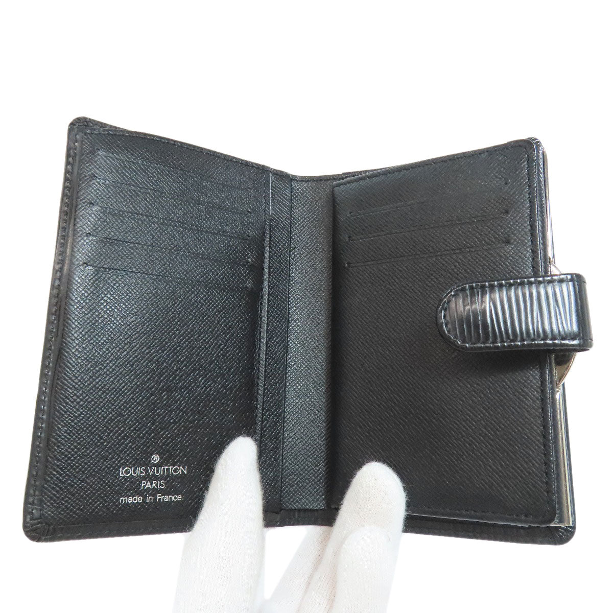 Louis Vuitton Bifold Wallet M63242 Epi Black Portefeuille Vienova Women