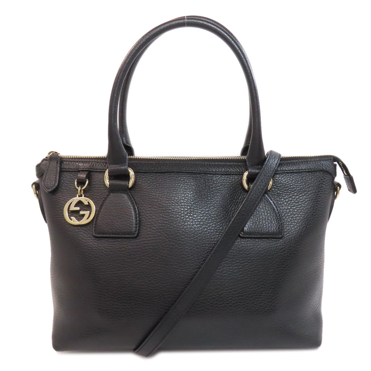 Gucci Handbag 449659 Leather Black Outlet Interlocking G Charm Women