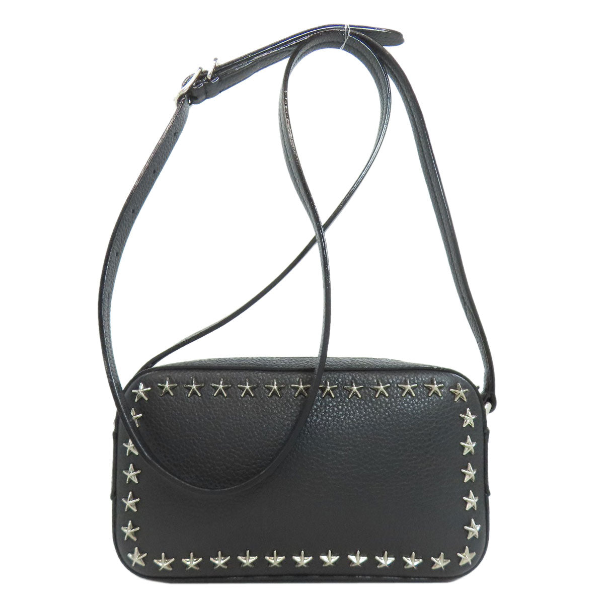 Jimmy Choo Shoulder Bag Leather Black Star Motif Studs