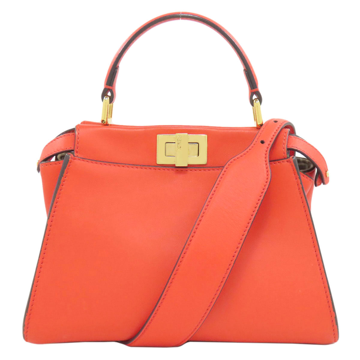 Fendi Handbag Calfskin Red Peekaboo Mini 2Way Women