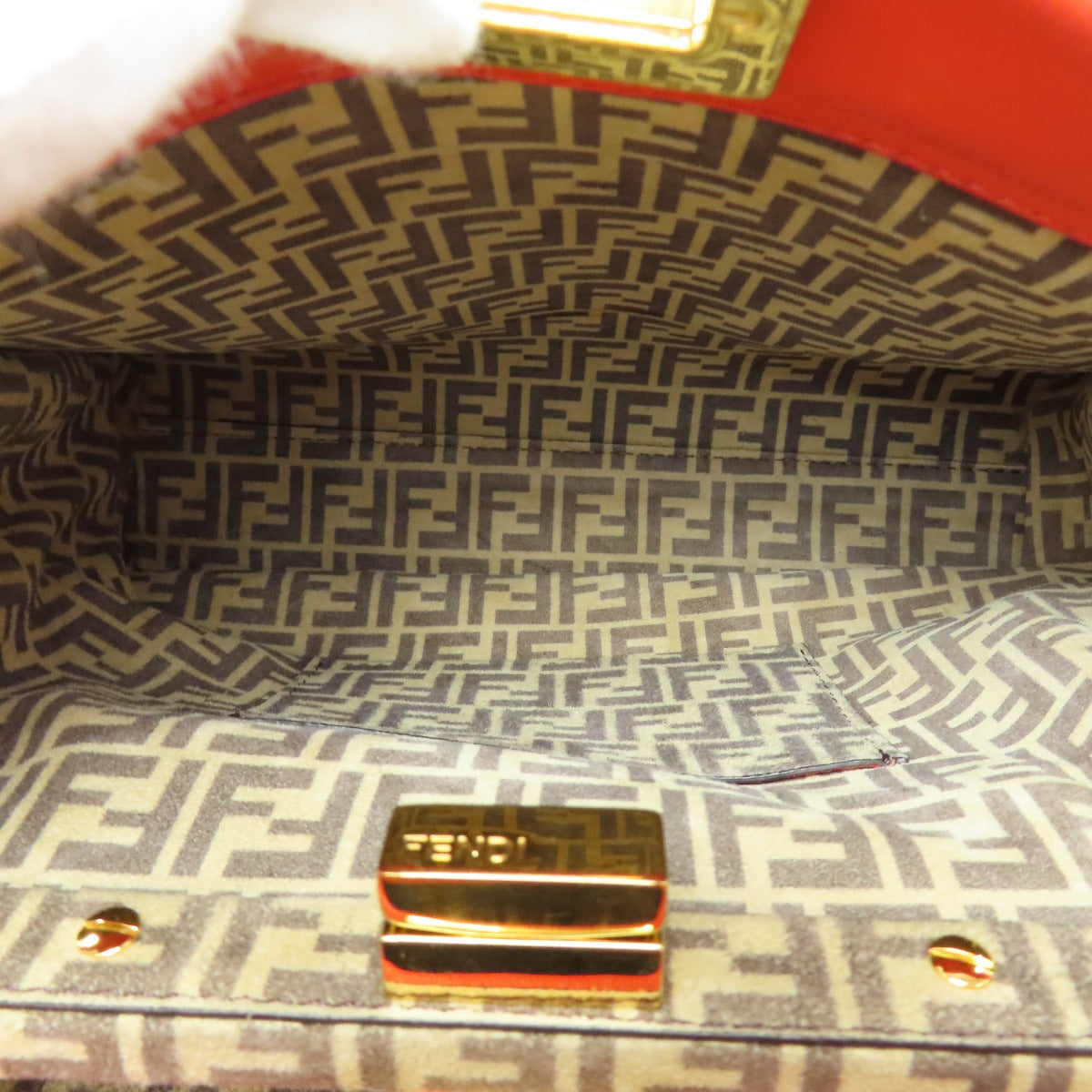 Fendi Handbag Calfskin Red Peekaboo Mini 2Way Women
