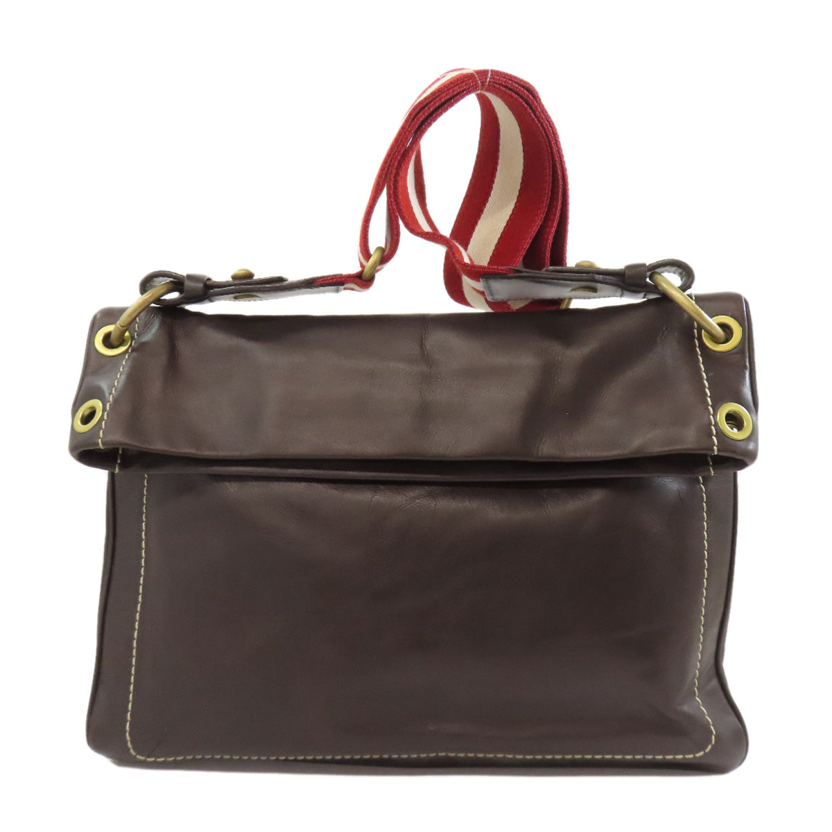 Bally Shoulder Bag Leather Brown Logo Women