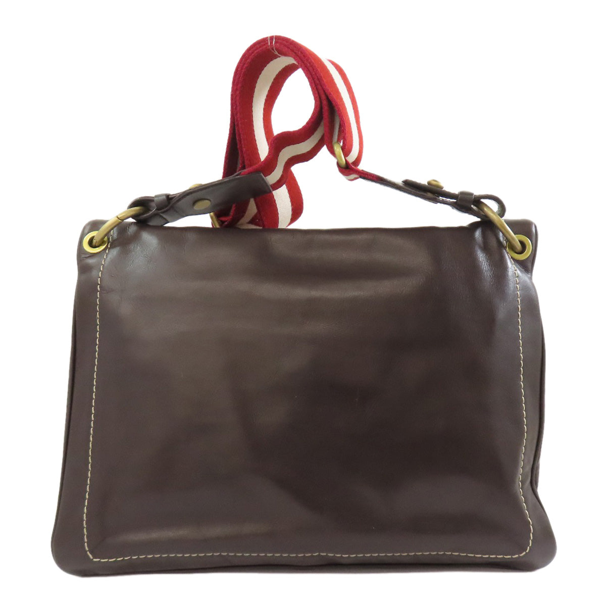 Bally Shoulder Bag Leather Brown Logo Women