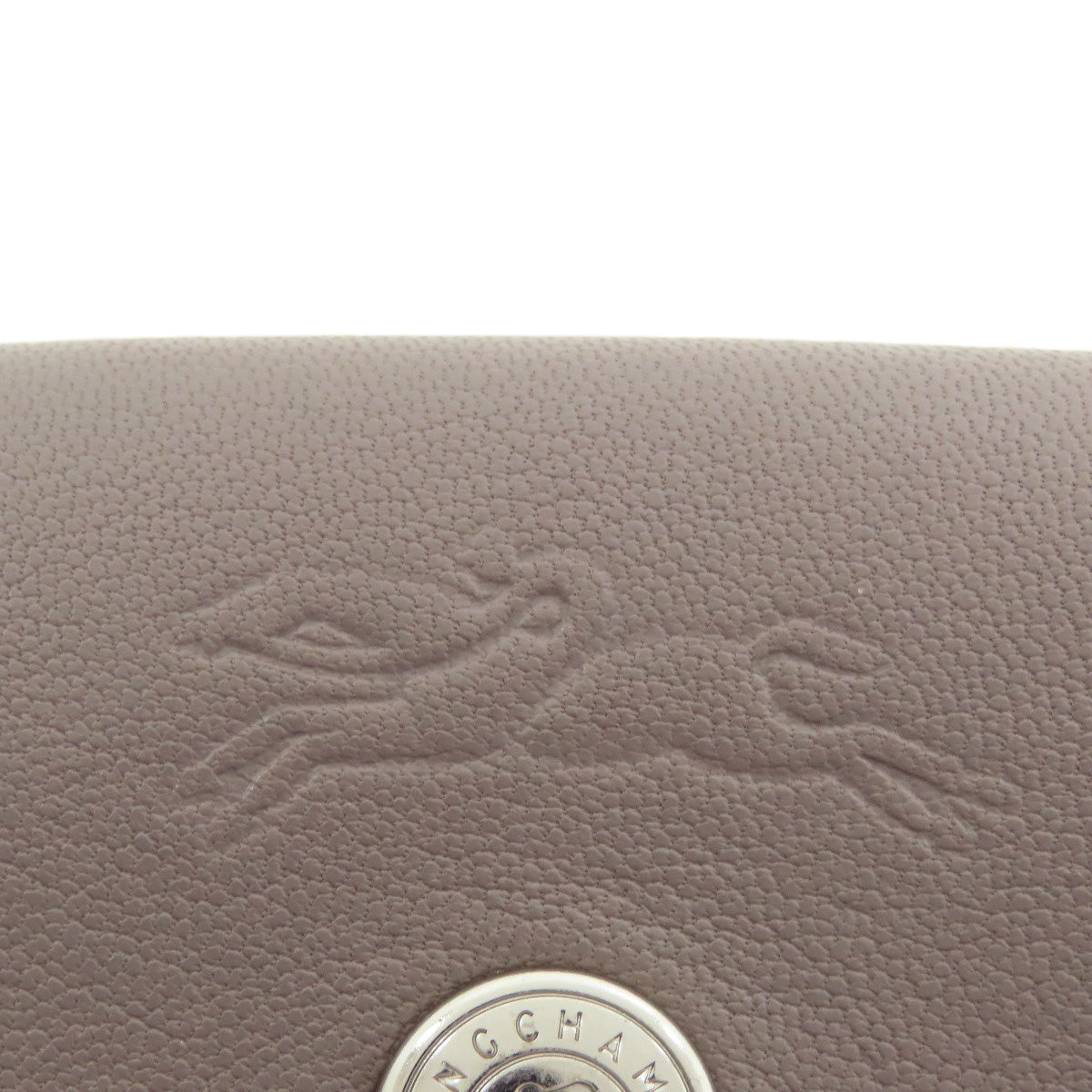 Longchamp Shoulder Bag Leather Gray Logo Women