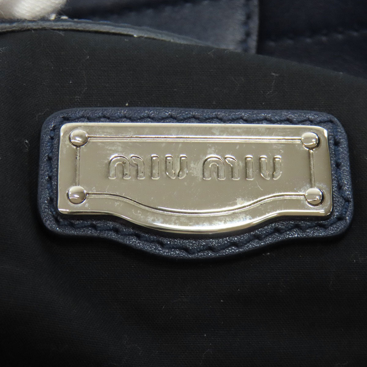 Miumiu Tote Bag Leather Blue Logo Women