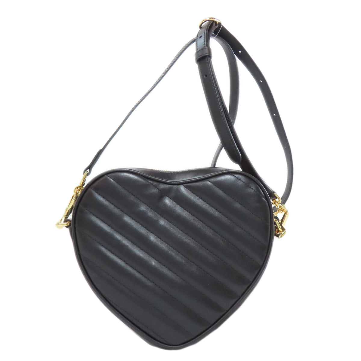 Gucci Shoulder Bag 751628 Calfskin Black Gg Marmont Heart Motif Women