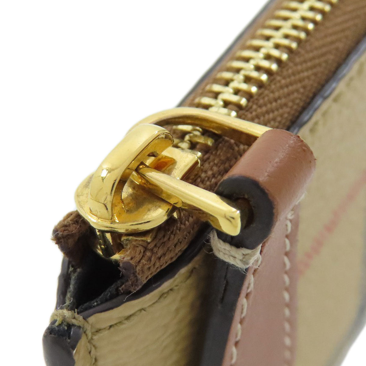 Burberry Coin Case Leather Beige Nova Check Women(Unisex)