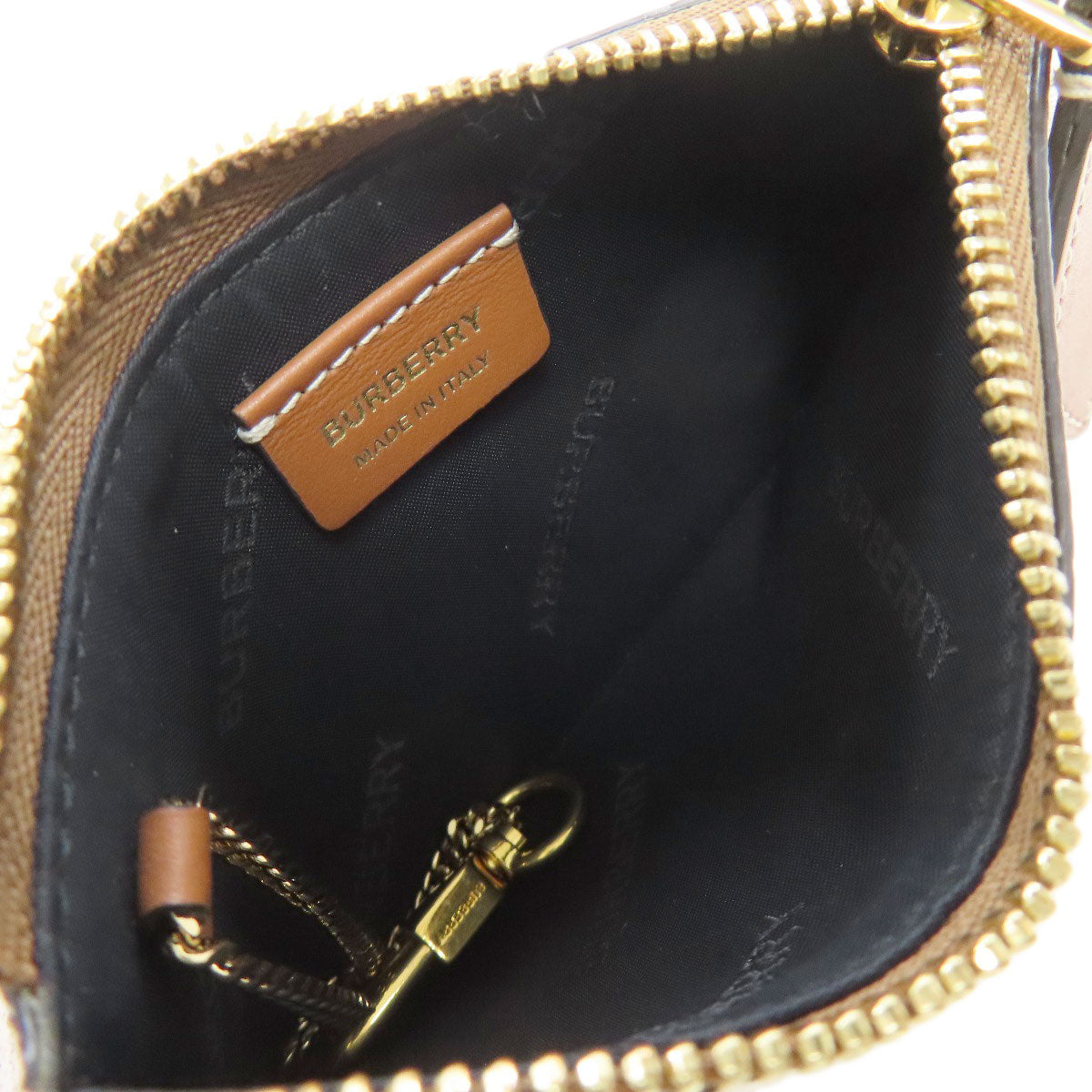 Burberry Coin Case Leather Beige Nova Check Women(Unisex)