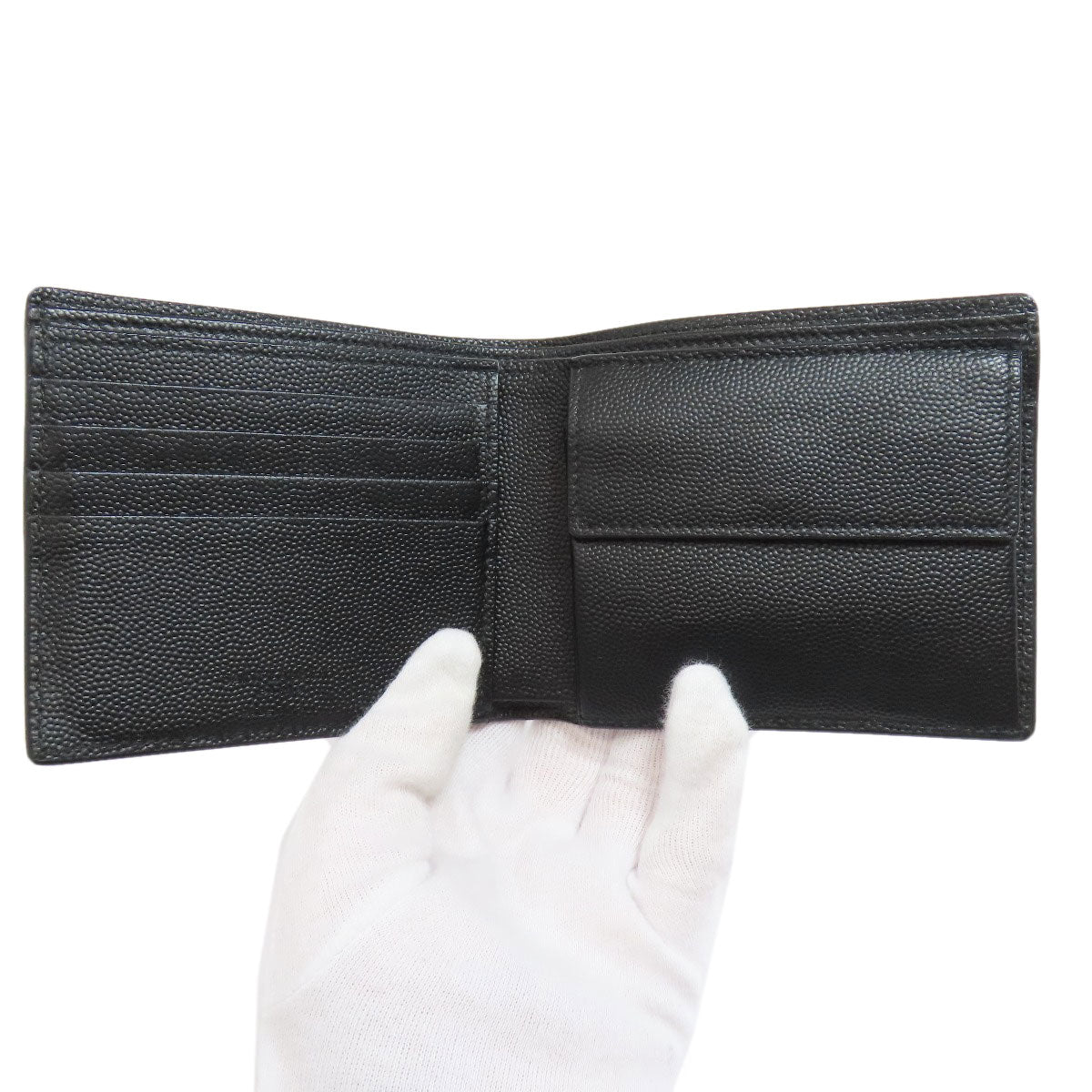 Saint Laurent Bifold Wallet Leather Black Logo Women