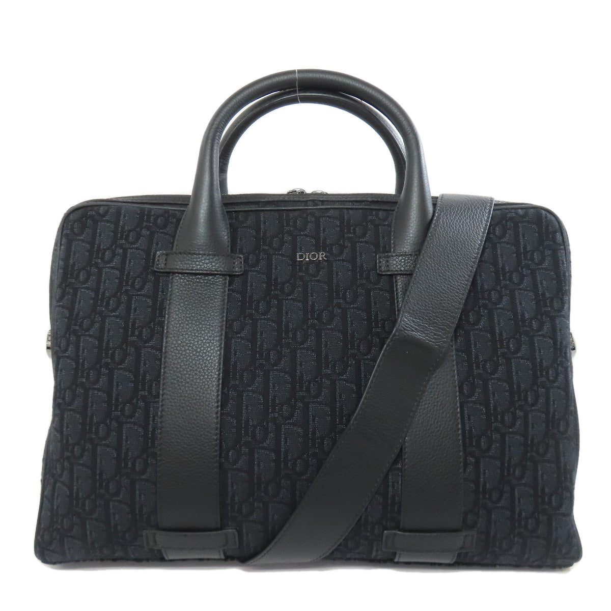 Christian Dior Business Bag Canvas Black Trotter Pattern 2Way Mens