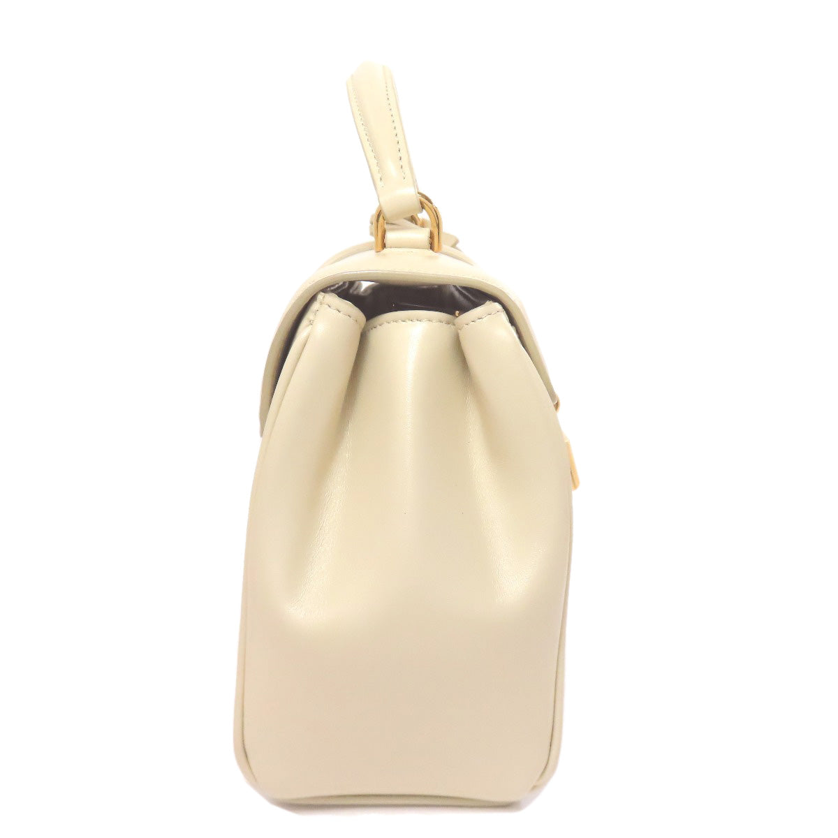 Celine Handbag Leather Beige Logo Women