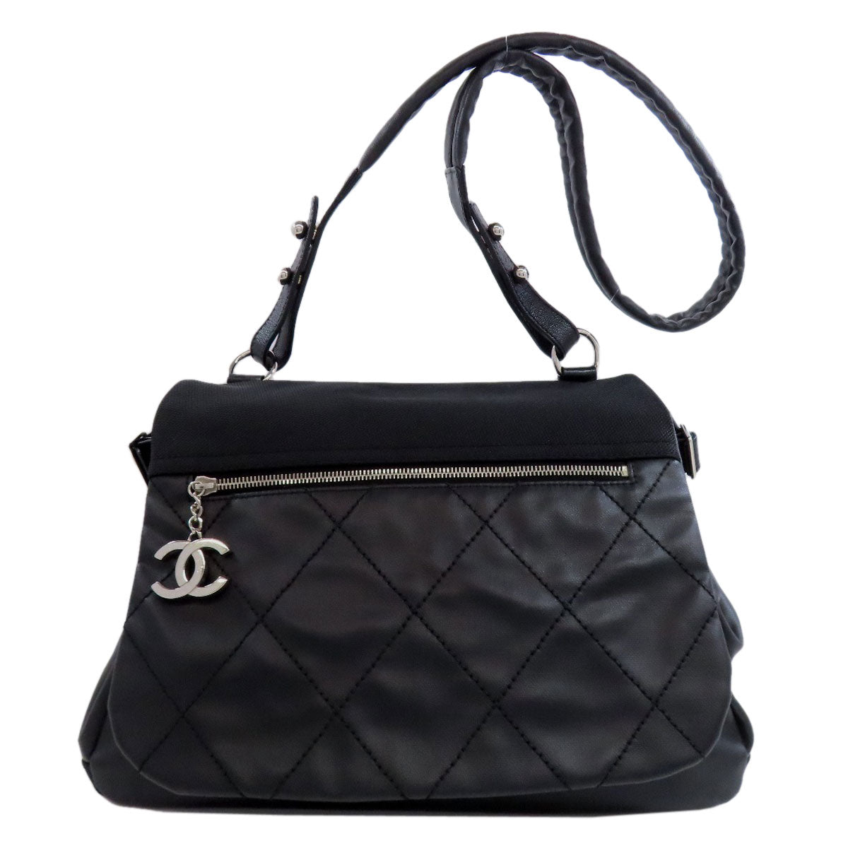 Chanel Shoulder Bag Coated Canvas Black Paris Biarritz Shoulder Women