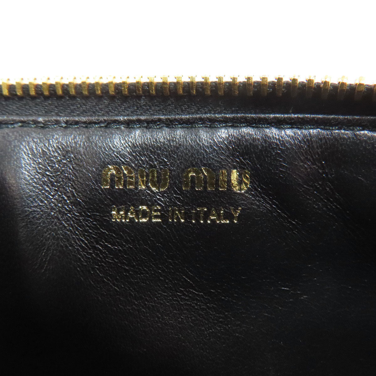Miumiu Coin Case Leather Black Logo Women