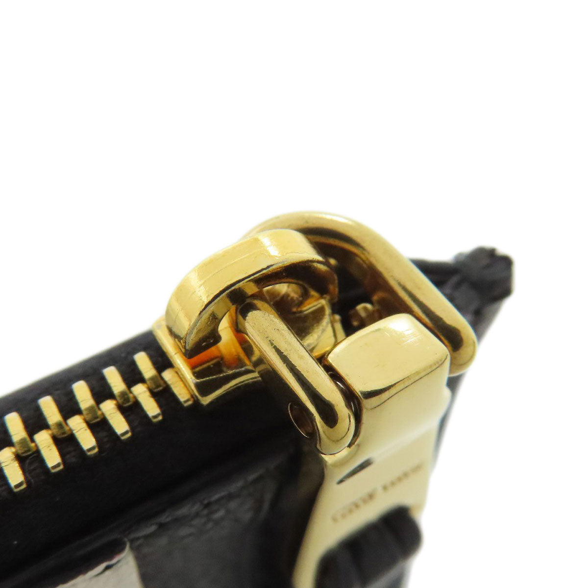 Miumiu Coin Case Leather Black Logo Women