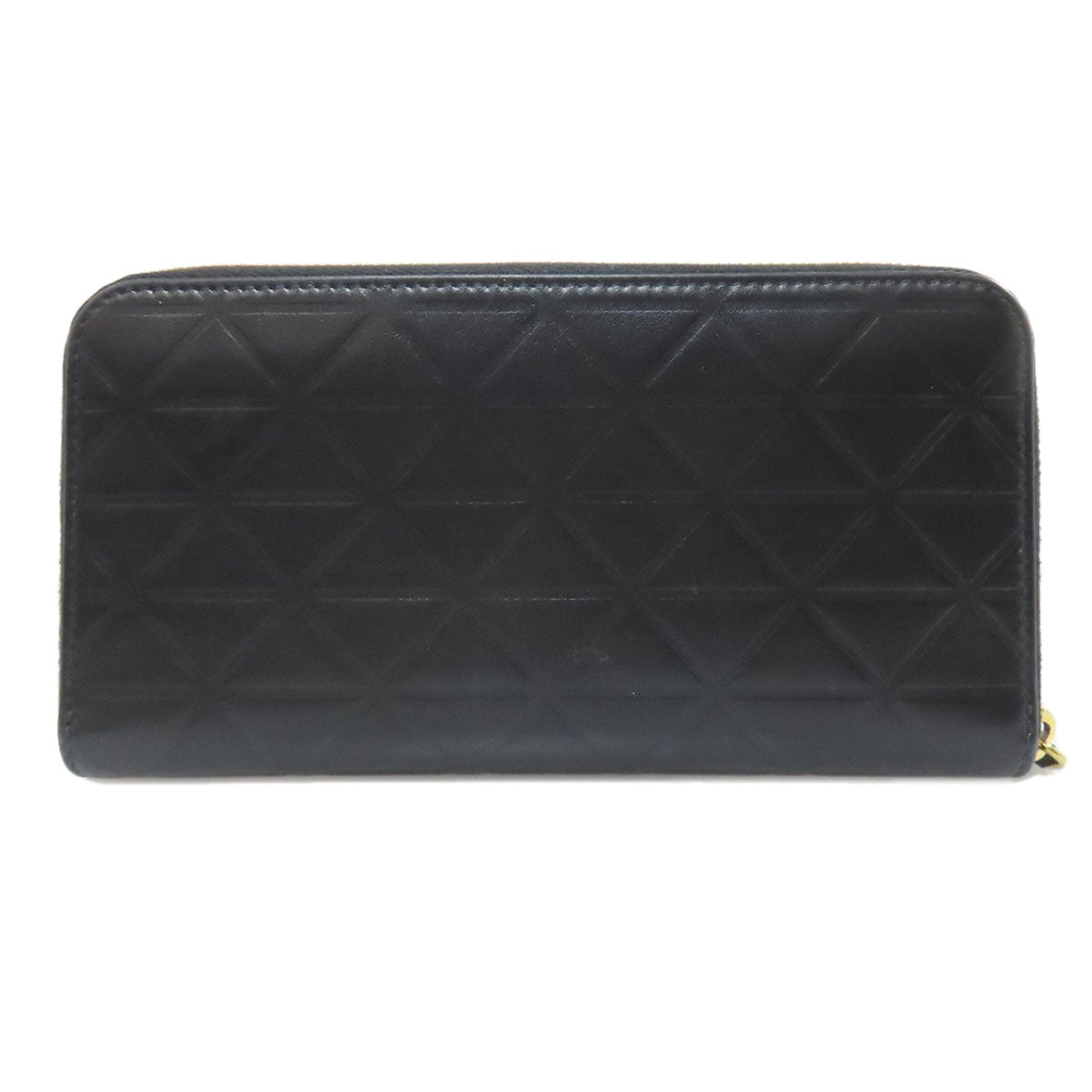 Prada Long Wallet Purse 1Ml506 Calfskin Black Zip Around Embossing Women