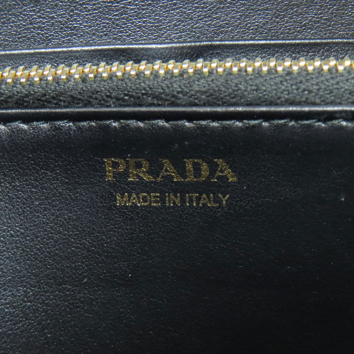 Prada Long Wallet Purse 1Ml506 Calfskin Black Zip Around Embossing Women