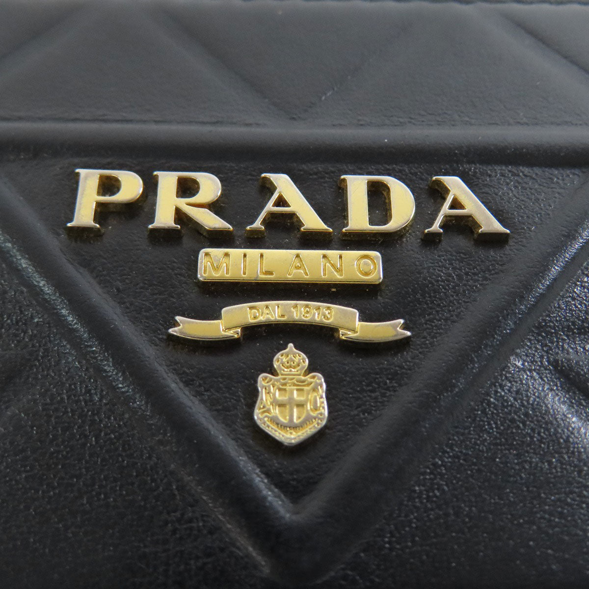 Prada Long Wallet Purse 1Ml506 Calfskin Black Zip Around Embossing Women