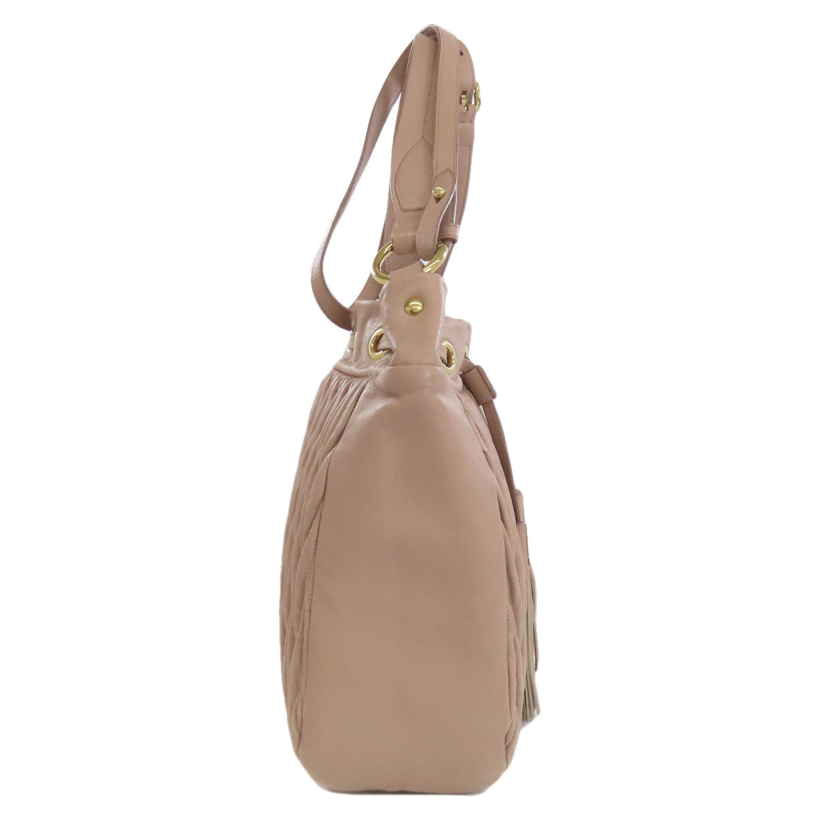 Miumiu Shoulder Bag Leather Pink One Belt Matelasse 2Way