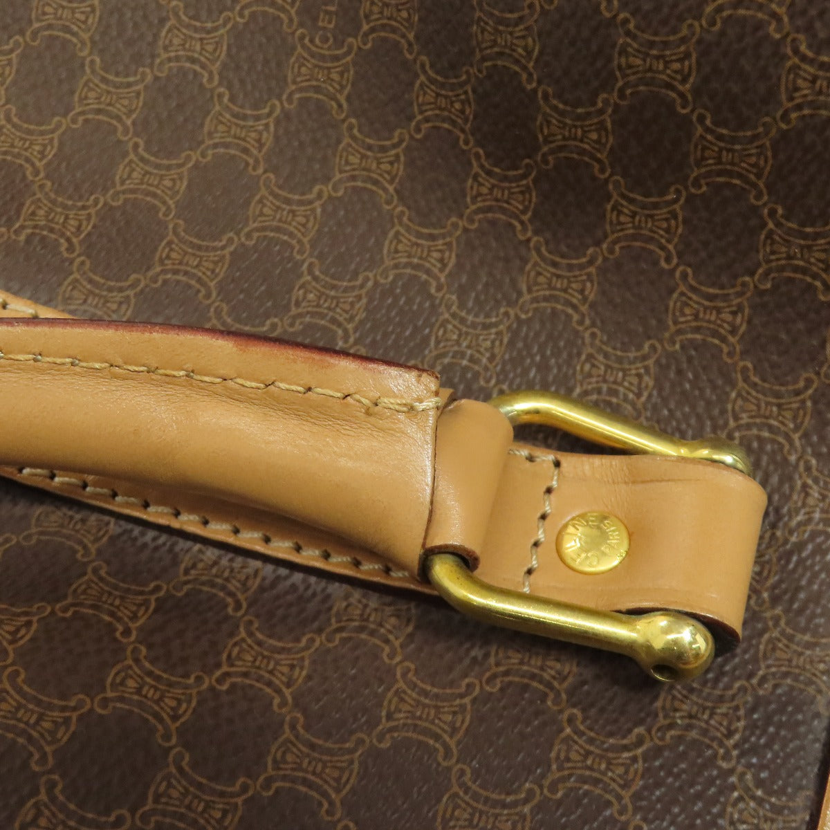Celine Boston Duffel Bag Pvc Brown Macadam Pattern
