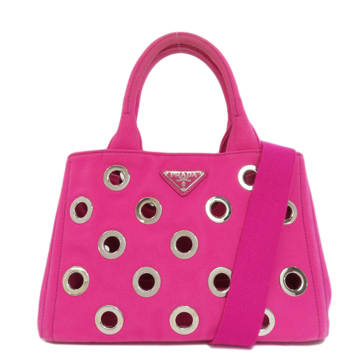Prada Handbag 1Bg439 Canvas Pink Kanapamini Punching 2Way