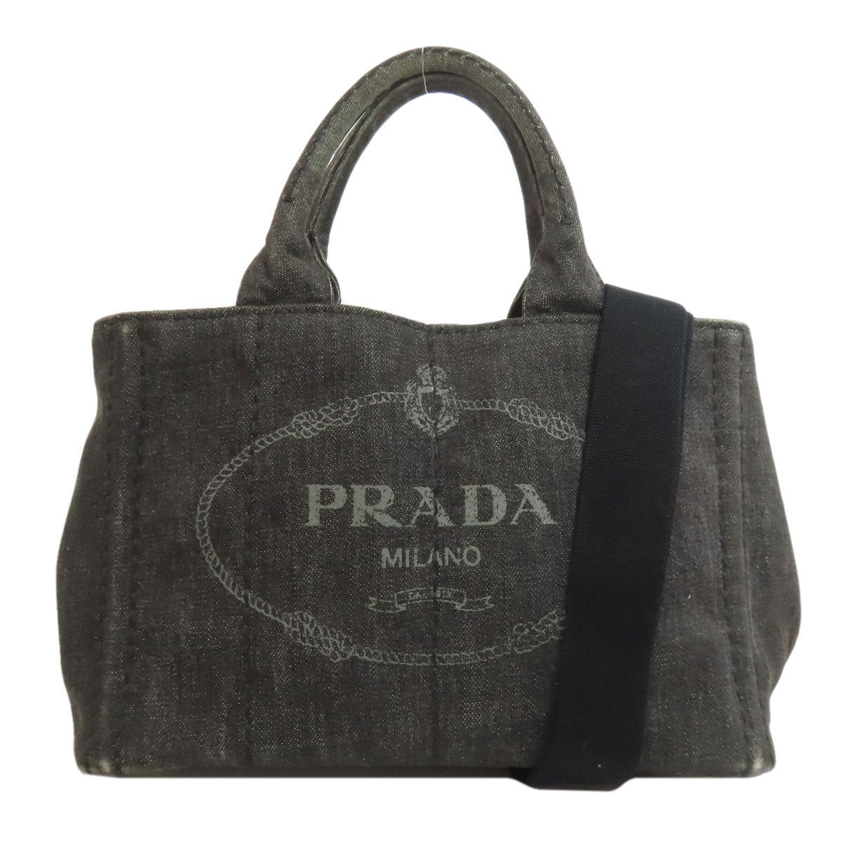 Prada Tote Bag Denim Black Canapa Mini 2 Way