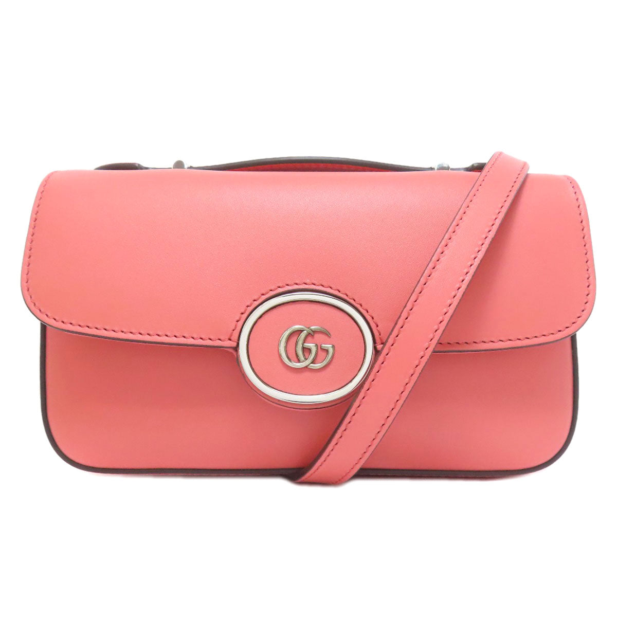 Gucci Shoulder Bag 379722 Leather Pink Double G Logo Mini Chain Shoulder 2Way