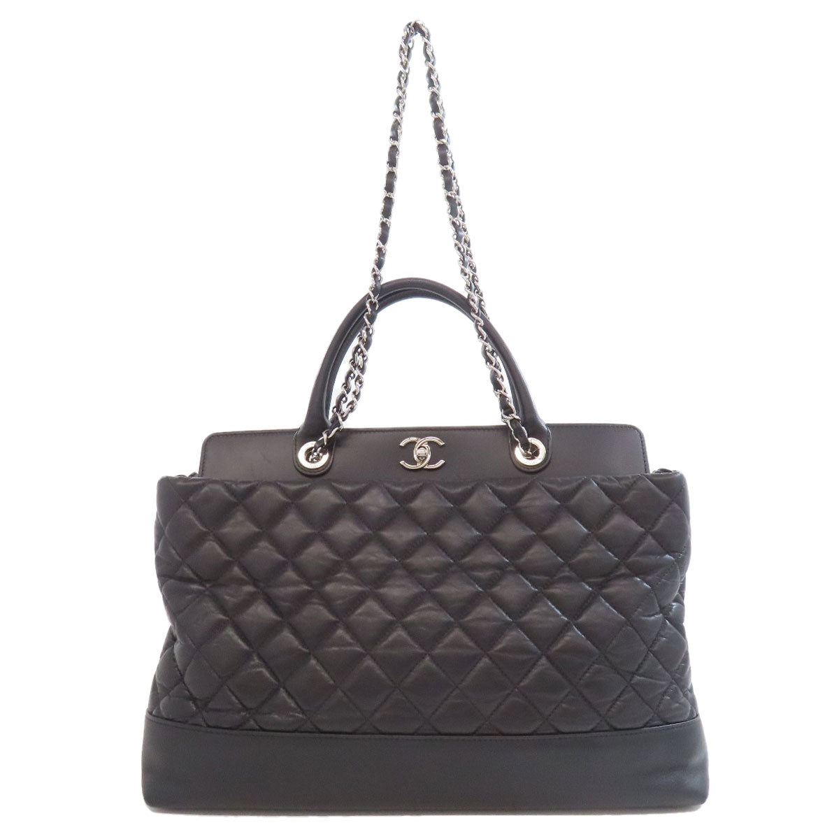 Chanel Tote Bag Leather Black Quilting Matrasse 2Way